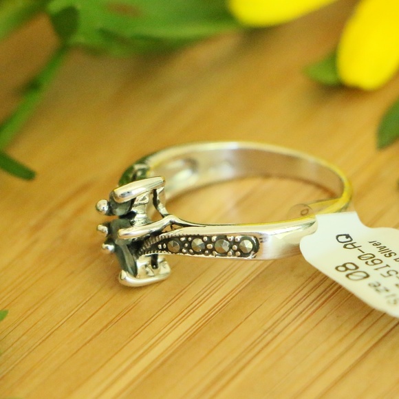 925sterlingsilver marcasite Aqua rings$$LAST ACT$$ - Picture 5 of 6